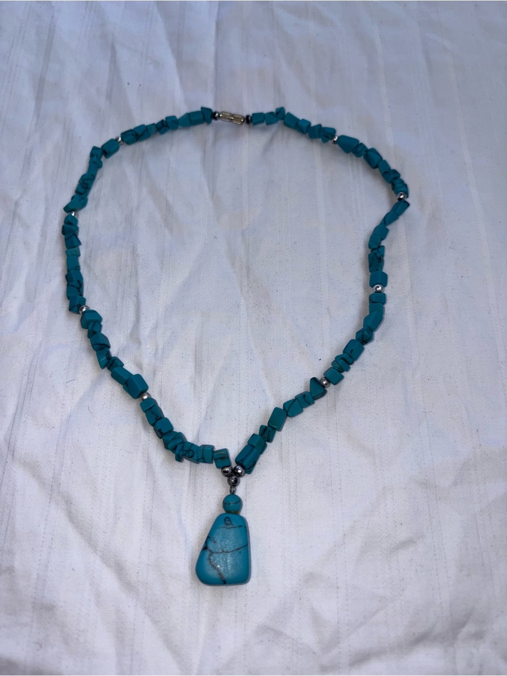 Turquoise Bead Necklace with Pendant - Women Jewelry